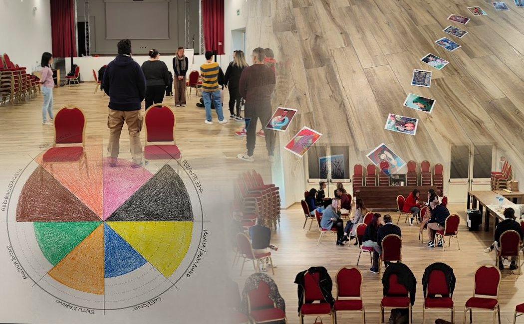 Collage di foto di lavoro con un'équipe